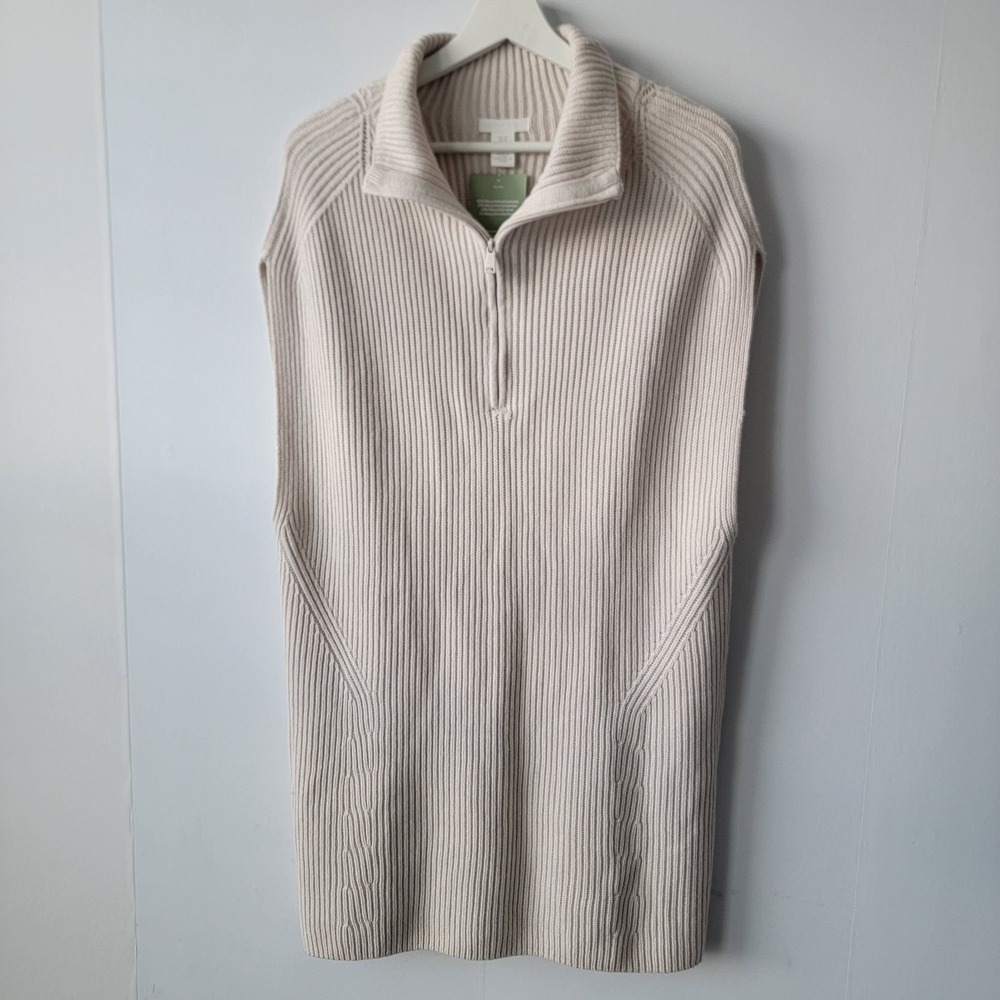 H&M women's Ribbed Knit Half Zip Sweater Dress size XS Mock Neck Sleeveless